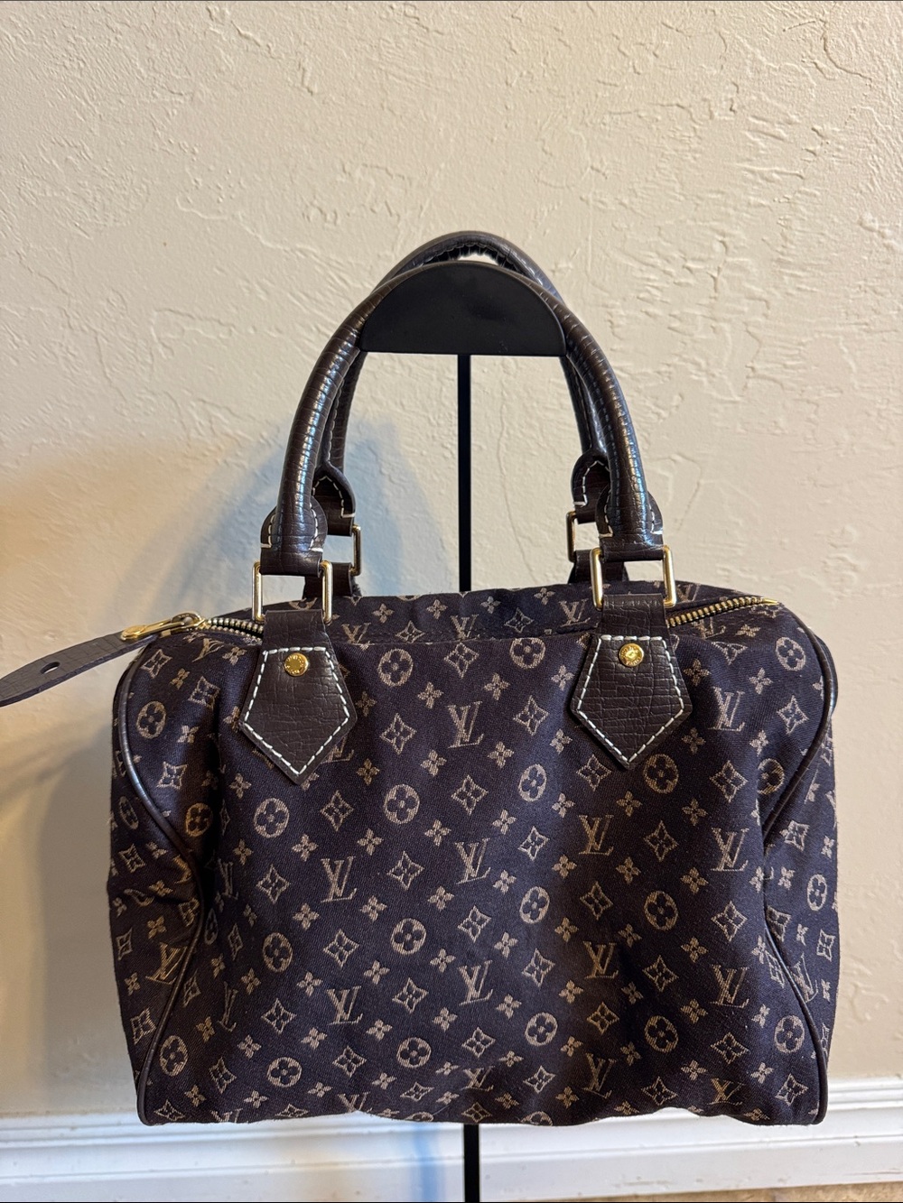 Monogram Canvas Satchel Handbag - Brown